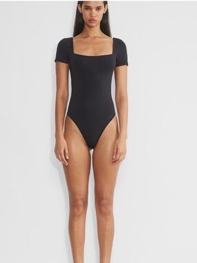 Aritzia Black Square Neck Bodysuit